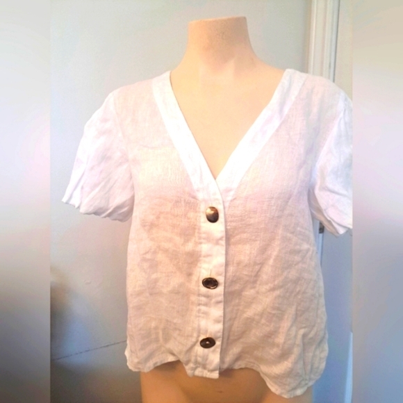 Zara Tops - White linen S zara blouse